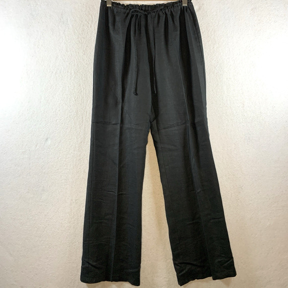 Acrobat Womens 100% Linen Drawstring Pants Sz S Black Coastal Beachy Travel - Picture 1 of 10
